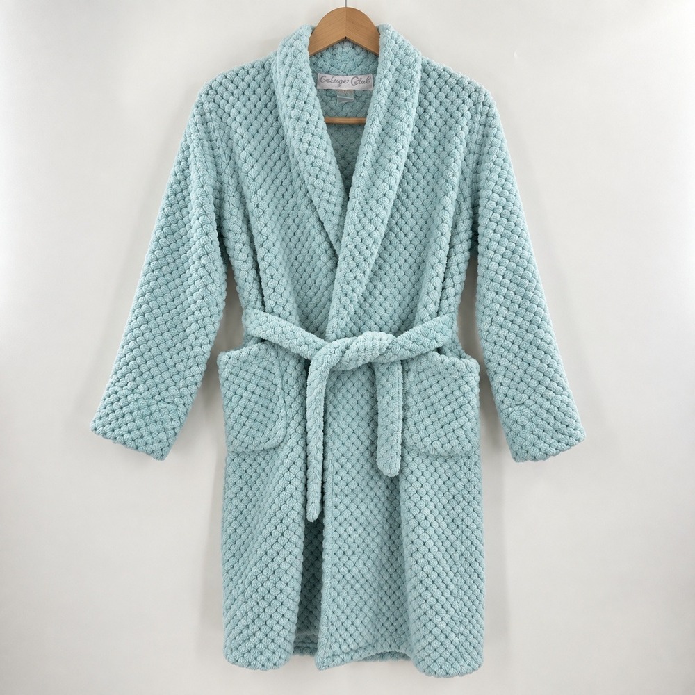 Salvage Co Coquette Popcorn Fleece Robe Girls M/10 Mint Blue Cozycore Soft Girl